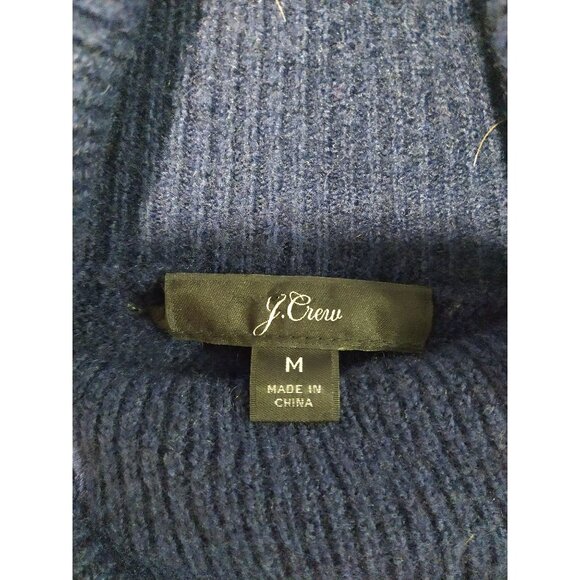 J Crew Sweater Womens Medium Blue Merino Wool Alpaca Blend Turtleneck Pullover - Picture 5 of 7